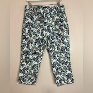 Talbots Simply Flattering pineapple  Floral Print straight let crop size 16P